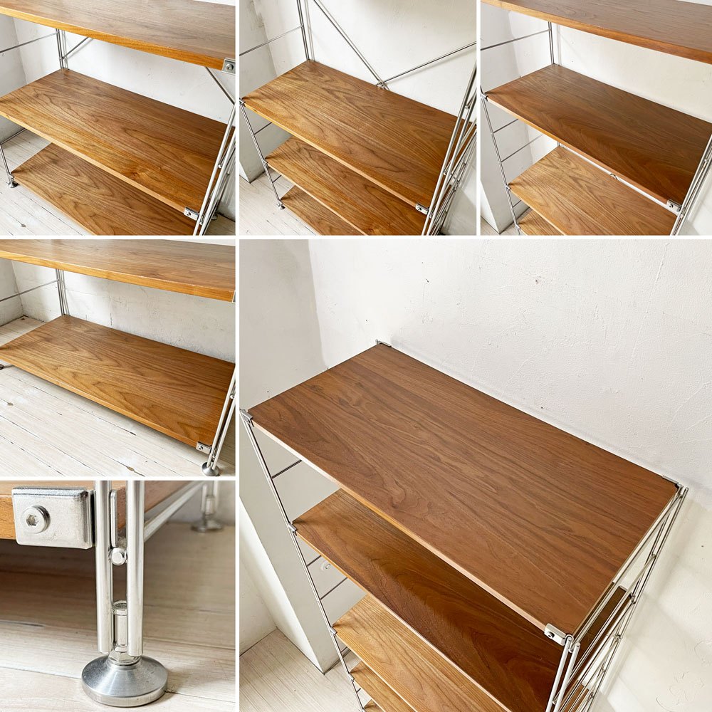 無印良品 MUJI ステンレスユニットシェルフ ウォールナット材 ワイド 大 棚板5枚 W85×H175cm 1列4段 本棚 飾り棚 収納棚 定価36,900円 ★