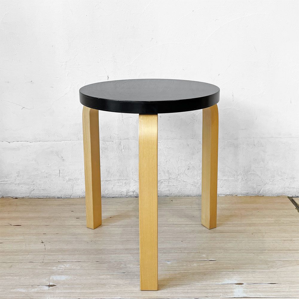 アルテック Artek Stool60 スツール 三本脚 80周年記念モデル ブラックラッカー アルヴァ・アアルト 北欧家具 ★