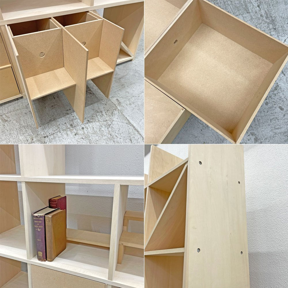 マルゲリータ margherita シェルフ 開口部のある本棚 縦7コマ×横7コマ-223 SHELF-AR-ROOM W240cm 引き出しユニット×3 本棚の中の棚×3個セット 総定価約25万円 〓