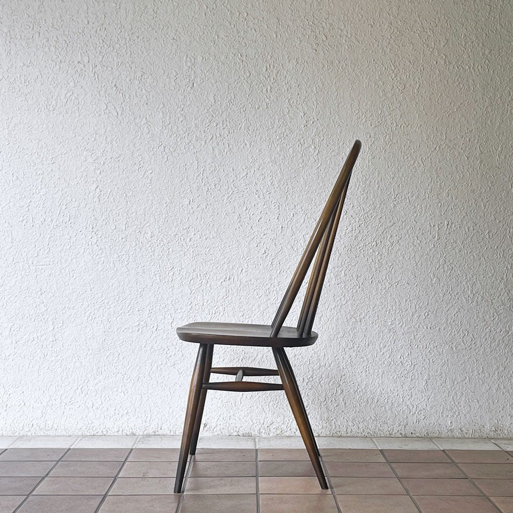アーコール Ercol クエーカーチェア ダイニングチェア ハイバック オールドコロニアル ブラウン エルム材 × ビーチ材 UKビンテージ 英国家具 ◇