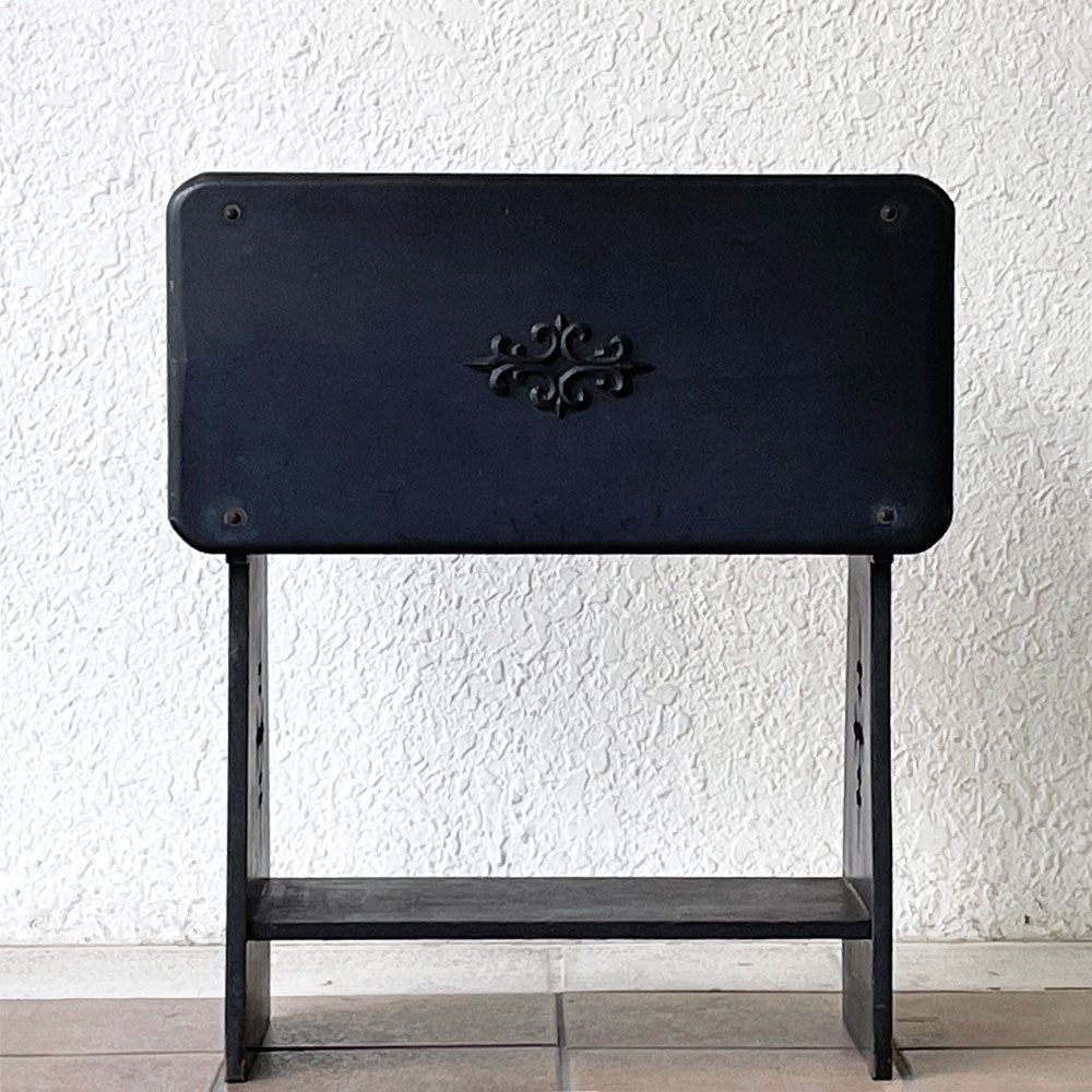 ジャパンビンテージ Japan Vintage マガジンラック プランタースタンド ブラック 取っ手付き 昭和レトロ 和家具 ◇