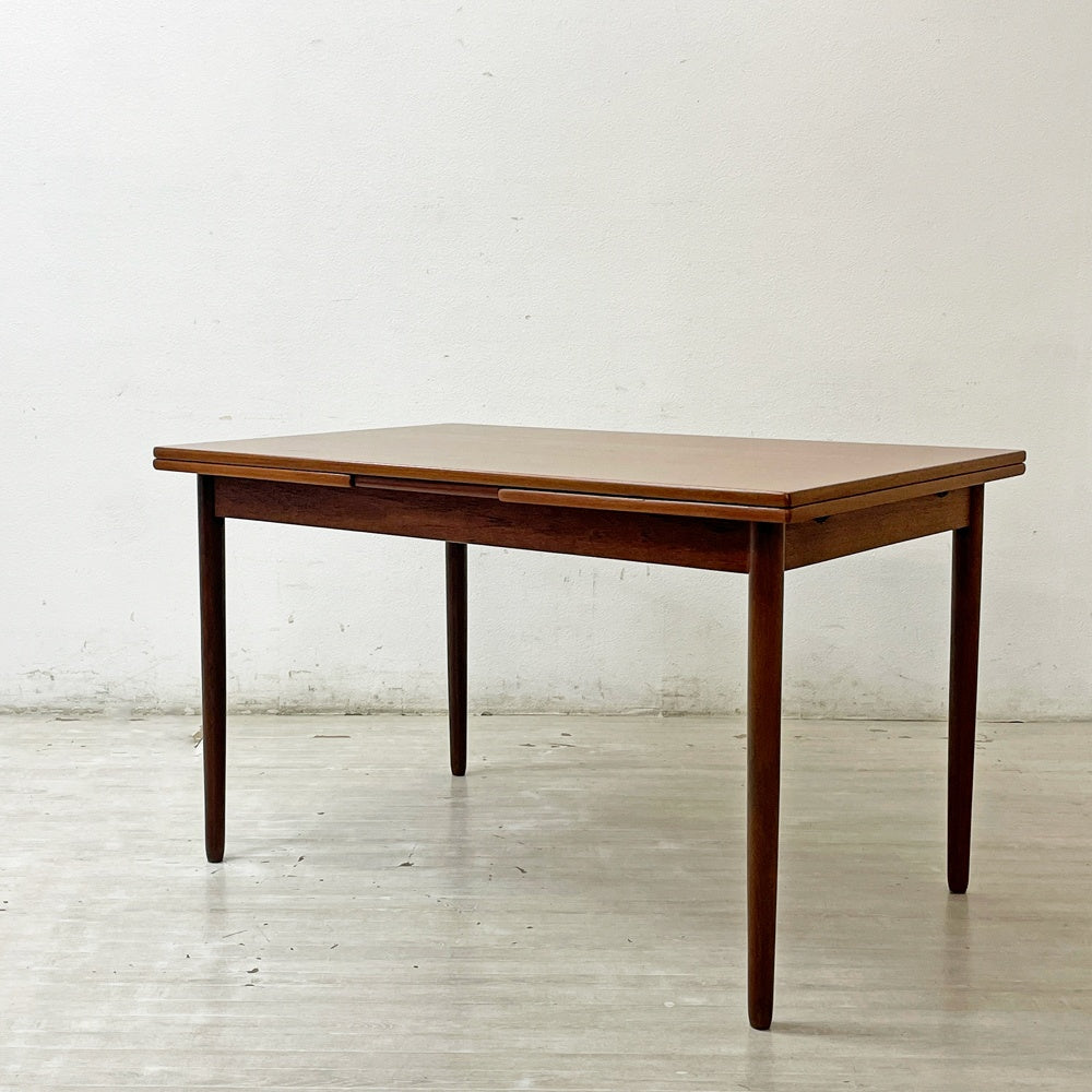 デンマークビンテージ Danish Vintage エクステンション EX ダイニングテーブル W120-212cm チーク材 伸長式 ドローリーフ式 北欧家具 ●