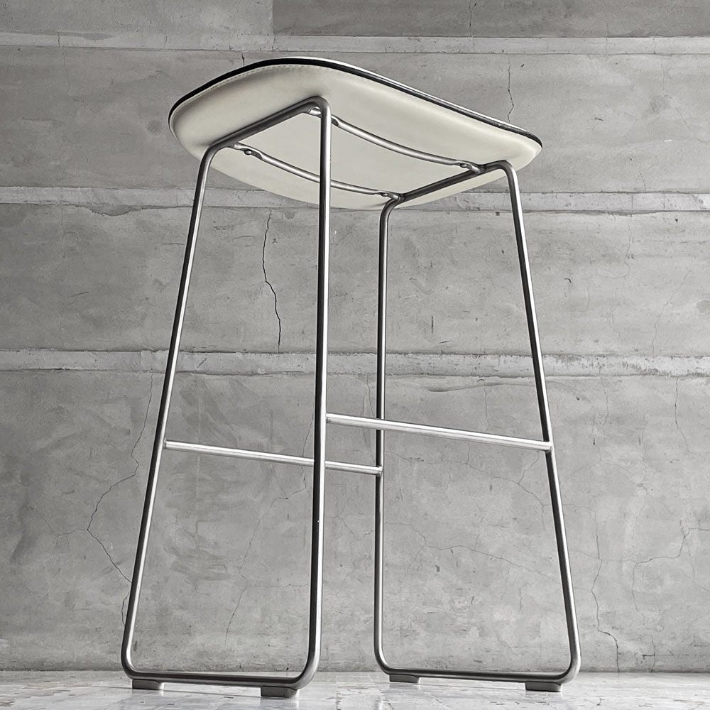 カッペリーニ Cappellini ハイパッドスツール Hi pad Stool ホワイトレザー×ステンレススチール ジャスパー・モリソン Jasper Morrison イタリアモダン ♪
