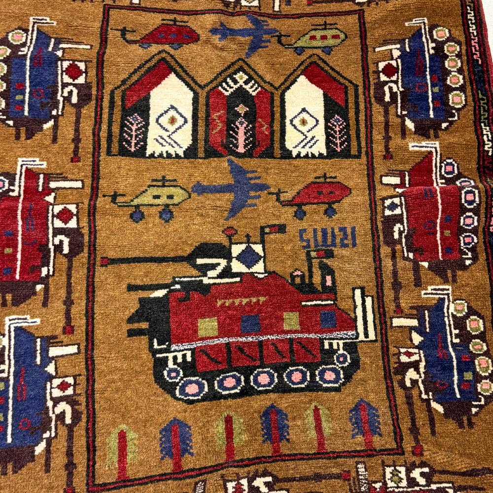 ビンテージ Vintage ウォーラグ War Rug カーペット 絨毯 アフガニスタン トルクメン族 Turkmen 100×155cm ●