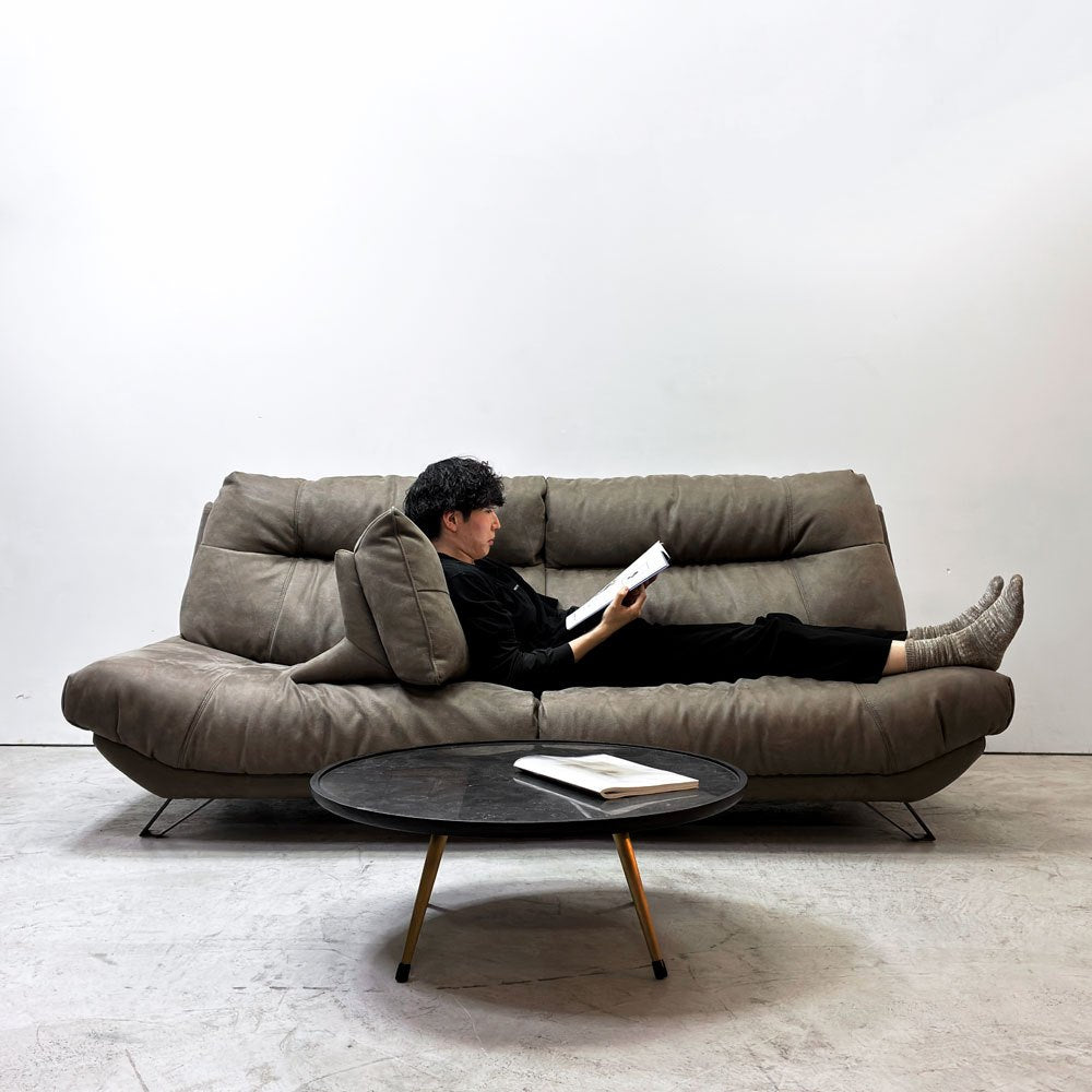 リラックスフォーム RELAX FORM ブルネロ BRUNELLO 3人掛け ワイド ソファ Sサイズ W228cm プライムレザーテックス ヨーロピアングレー 関家具 展示品 参考定価￥229,900- ●
