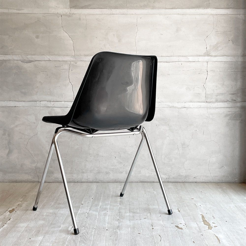 ヒリー HILLE ポリサイドチェア POLYSIDE CHAIR ロビン・デイ ROBIN DAY クローム Chrome ブラック イギリス ♪
