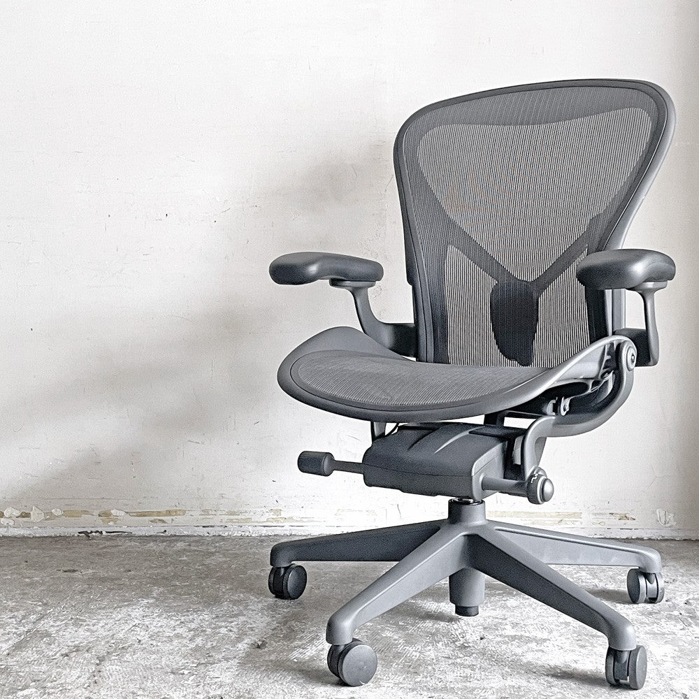 ハーマンミラー Herman Miller アーロンチェア デスクチェア リマスタード ライト Bサイズ グラファイトベース ビル・スタンフ ＆ ドン・チャドウィック ポスチャーフィット ■