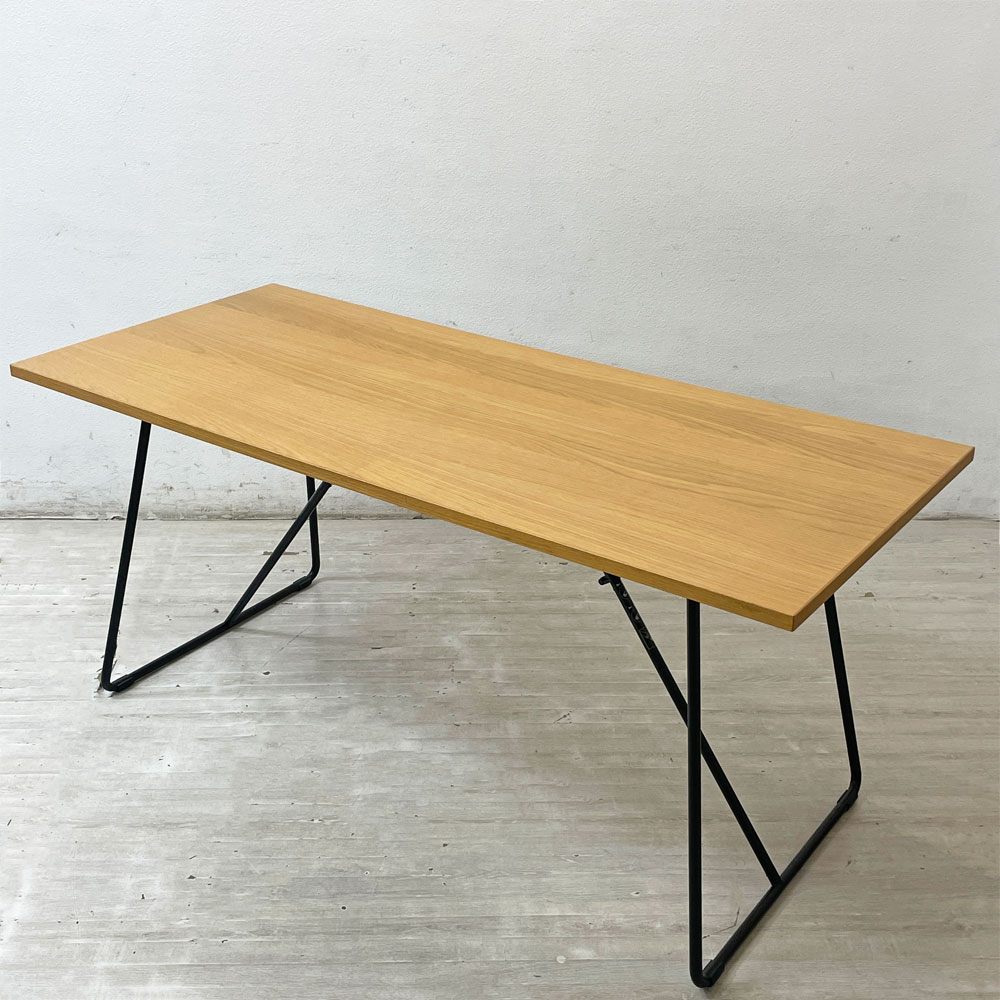 無印良品 MUJI 折りたたみテーブル ダイニングテーブル オーク材 スチール脚 W160cm ナチュラルデザイン 定価￥25,900- ●