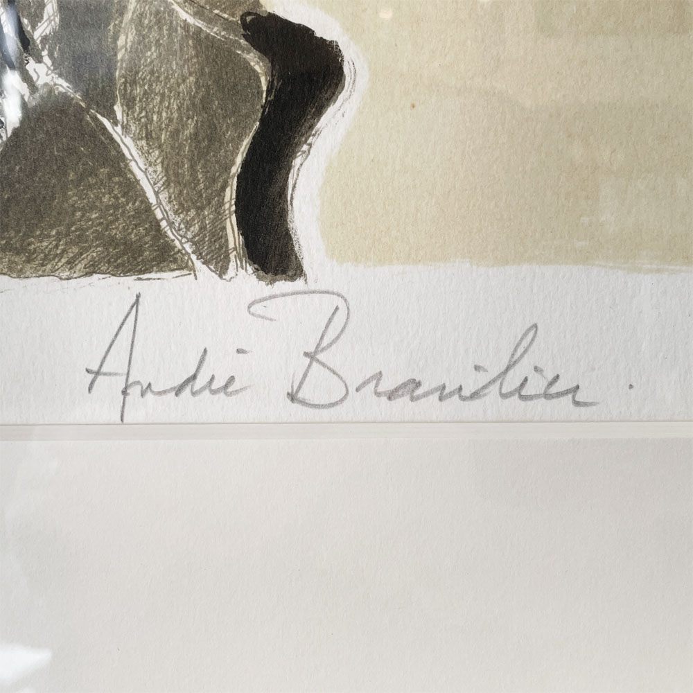 アンドレ・ブラジリエ Andre Brasilier 猫と婦人 リトグラフ 58×46.5cm 版画 EA/AP版 額装品 フランス ◎