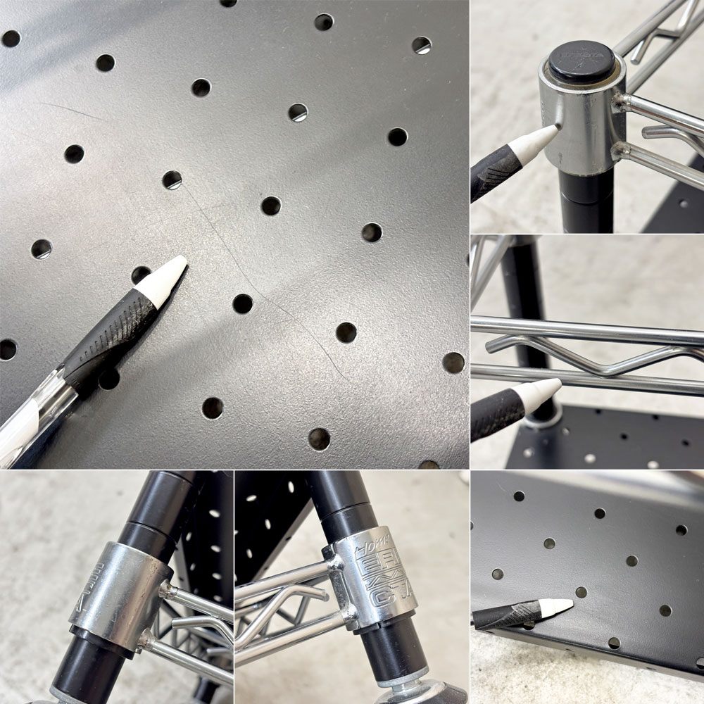 エレクター ERECTA メタルラック Metal Rack 2段 ローテーブル AVボード  W91cm ブラック アジャスター付き ●