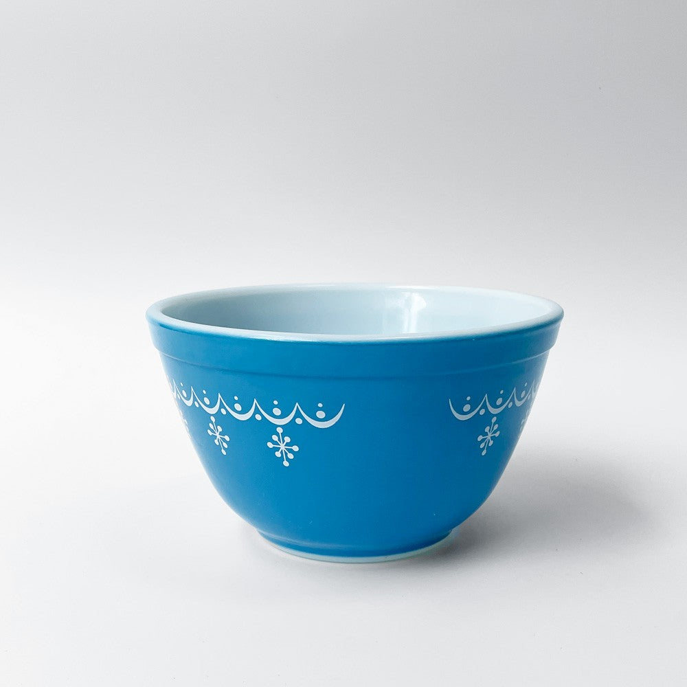 パイレックス Pyrex スノーフレーク ガーランド Snowflake ミキシングボウル 3点セット ブルー ミルクガラス ガラス オールドパイレックス USビンテージ ■