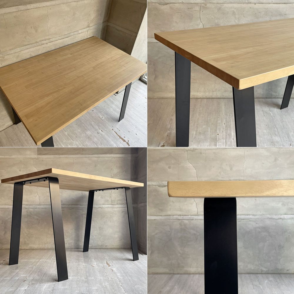 かなでもの KANADEMONO THE TABLE ラバーウッド ナチュラル スリムライン Black Steel 幅106 x 奥行66cm 定価￥58,800- ♪