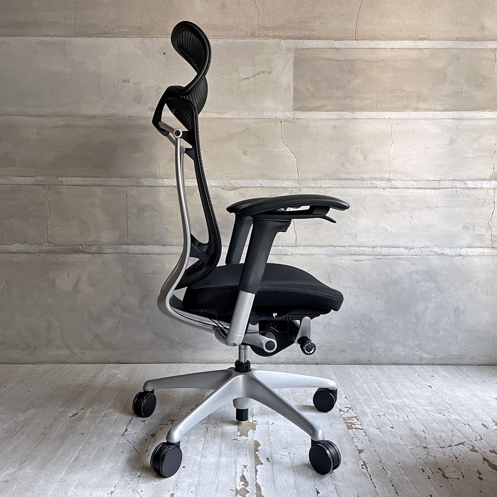 オカムラ okamura コンテッサセコンダ Contessa seconda CC87XR-FPC1 オフィスチェア デスクチェア エクストラハイバック ブラック 固定ヘッドレスト アジャストアーム ♪