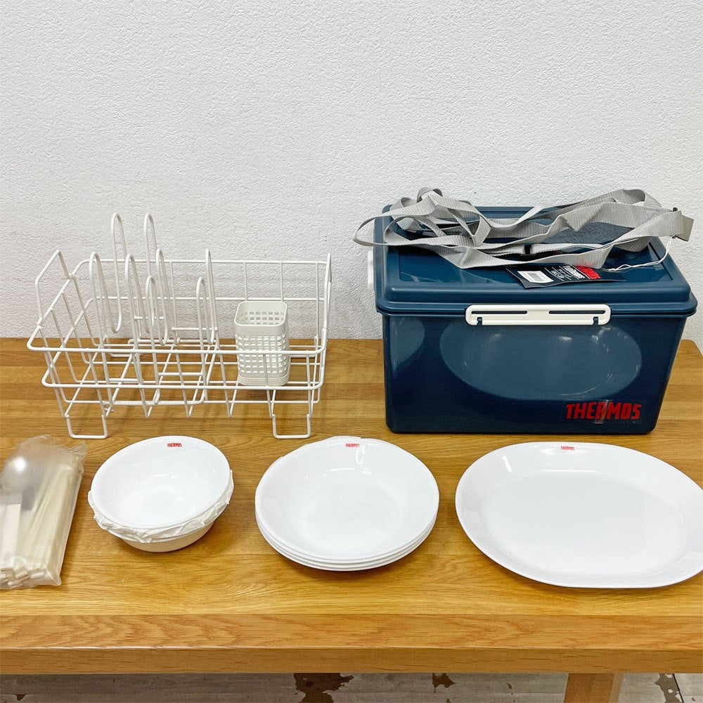 サーモス THERMOS FIELD THERMOSシリーズ ディナーセット RKC-001 4人用 コレール CORELLE キャンプ アウトドア用品 90年代 希少 箱付き 未使用品 ●