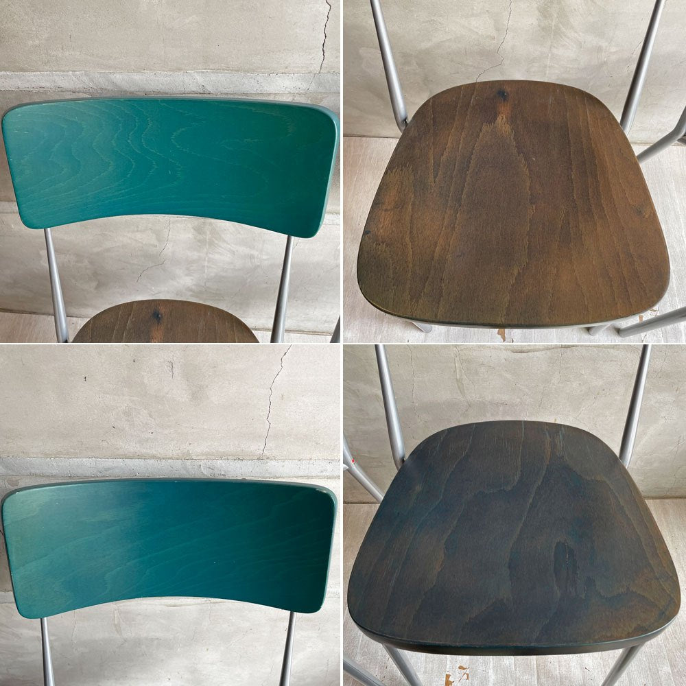 エミュー emu スチールｘウッド ダイニングチェア スタッキングチェア グリーン インダストリアルテイスト 2脚セット ♪