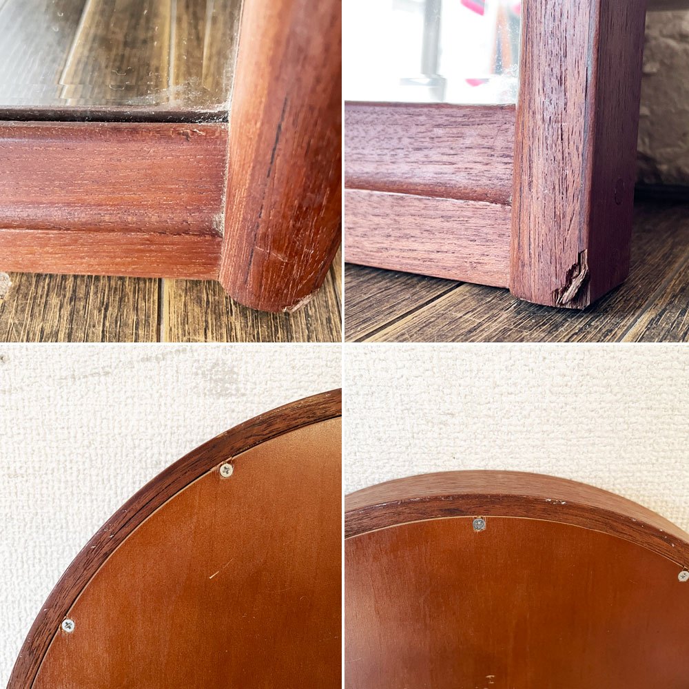 ジャパンビンテージ Japan Vintage チーク材 ウォールミラー アーチ型 鏡 姿見 35×127.5cm 壁掛け式 北欧スタイル ◎