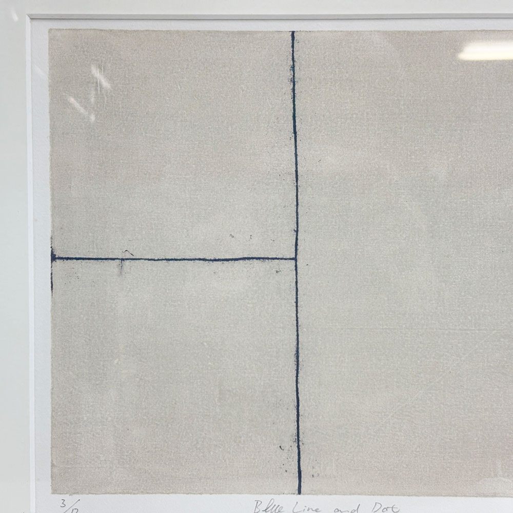 黒木周 shu kuroki クロスグラフ Blue Line and Dot 2001年 スクリーンサイズ 62×27cm 3/12 布版リトグラフ 額装品 版画 現代作家 ●