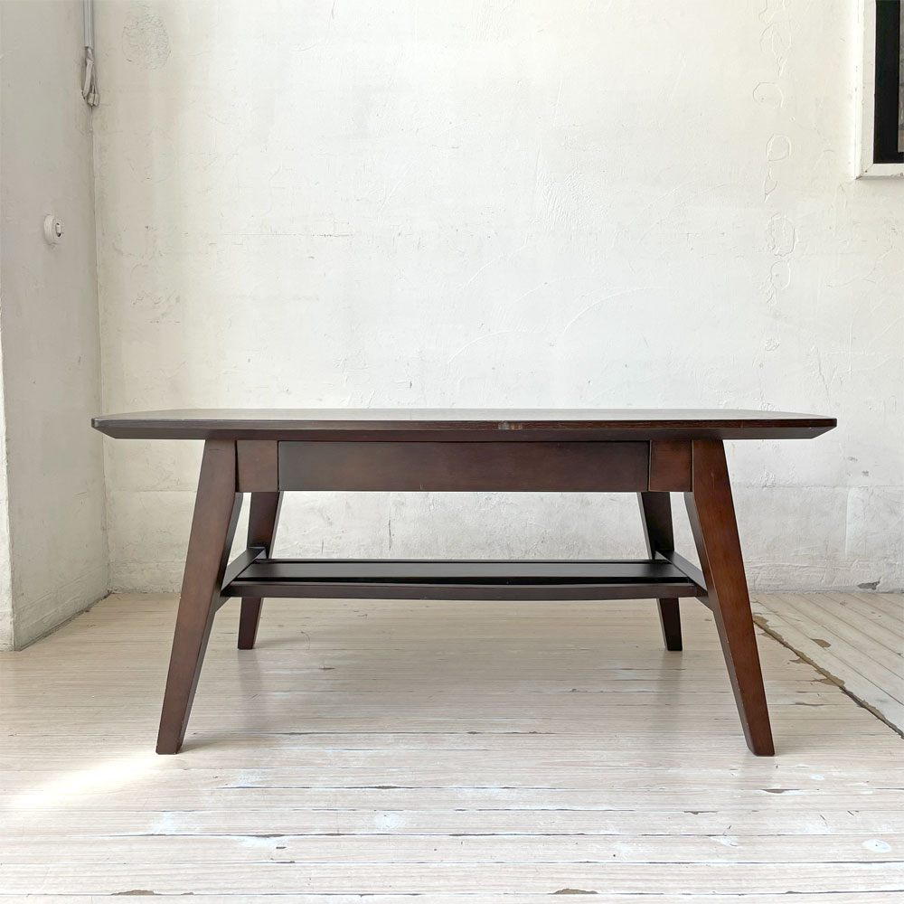 エーフラット a.flat オーバル コーヒーテーブル 引き出し付き W90cm アッシュ材 ★