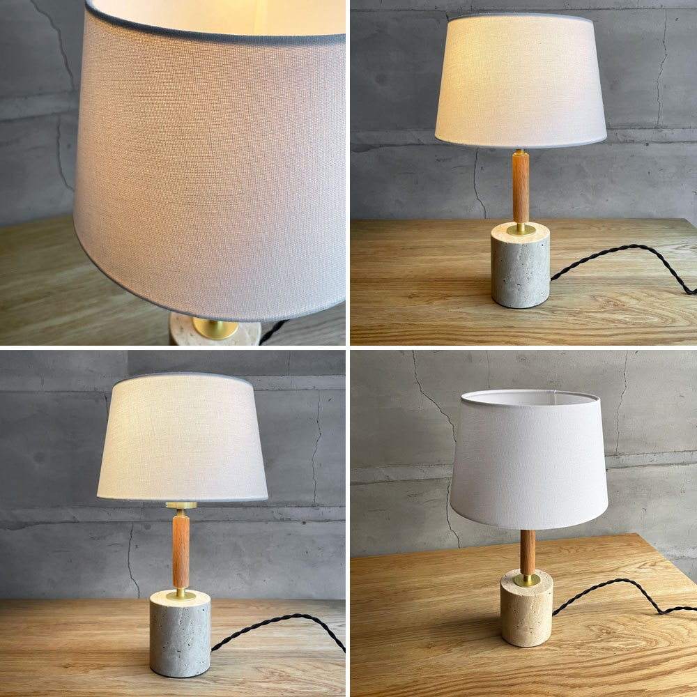アートワークスタジオ ART WORK STUDIO モノリステーブルランプ Monolith-table lamp AW-0600 スタンドライト ホワイト 大理石ベース オーク無垢材 真鍮 ファブリック モダンデザイン 箱付き 美品 ♪