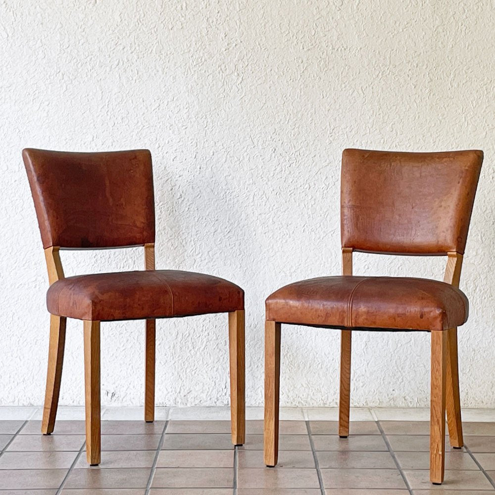 トラックファニチャー TRUCK FURNITURE エスアールチェア SR CHAIR ダイニングチェア ナラ無垢材 本革 ビンテージスタイル B ◇