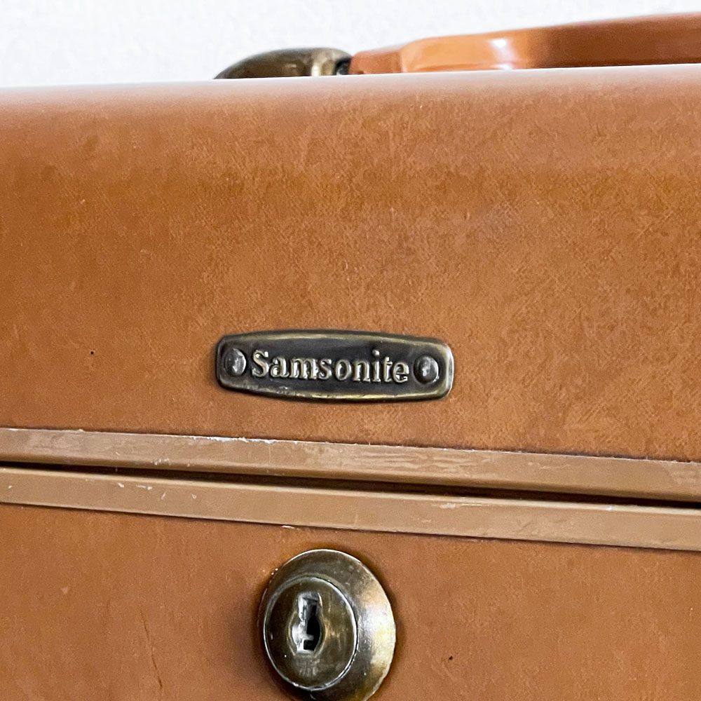 サムソナイト samsonite コスメボックス メイクボックス 小物入れ レザー ミラー 鍵欠品 USビンテージ ■