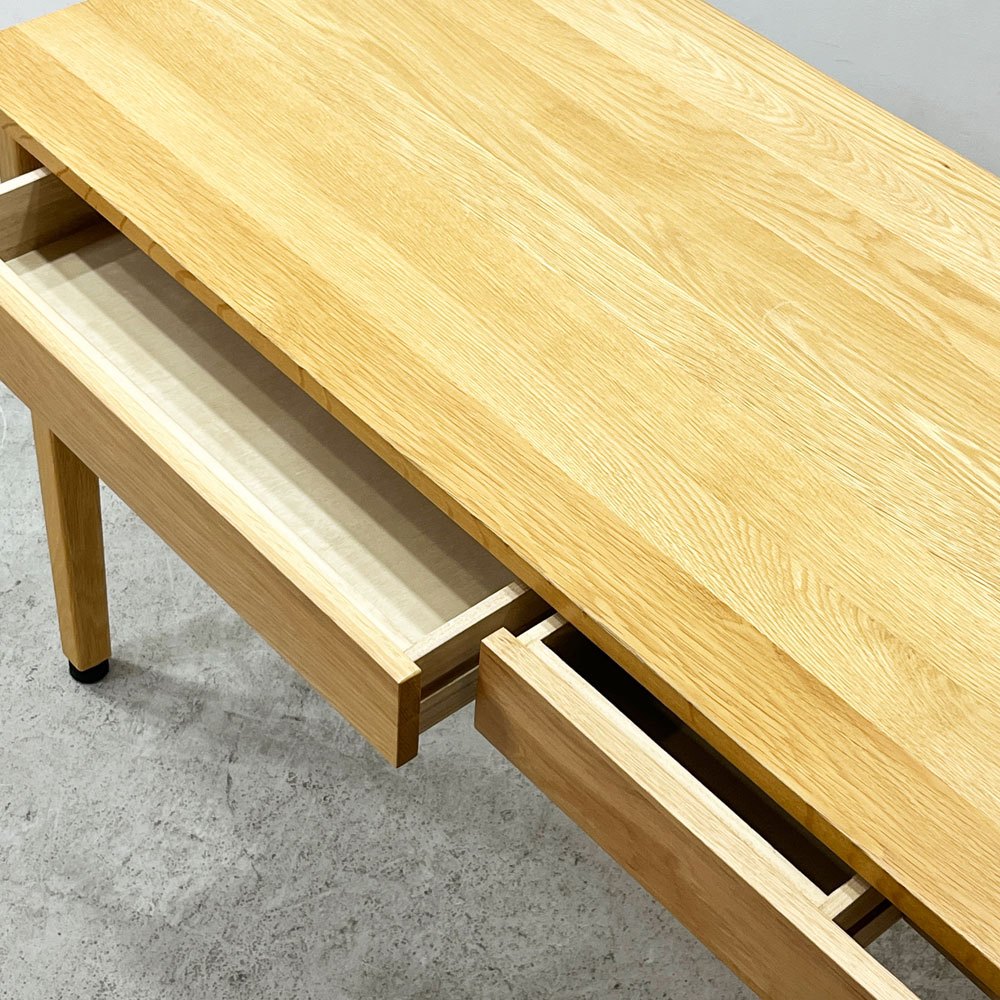 無印良品 MUJI オーク無垢材 パーソナルデスク ワークデスク 事務机 2ドロワー 抽斗付き W110cm ナチュラルデザイン ●
