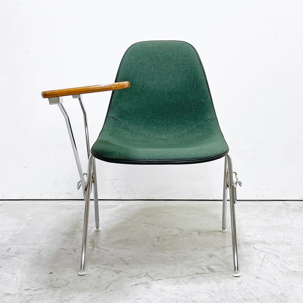 ハーマンミラー Herman Miller サイドシェルチェア セカンド 2nd ビンテージ アプホルスター スクールベース スタッキングベース 肘掛けテーブル付 イームズ ミッドセンチュリー D ●