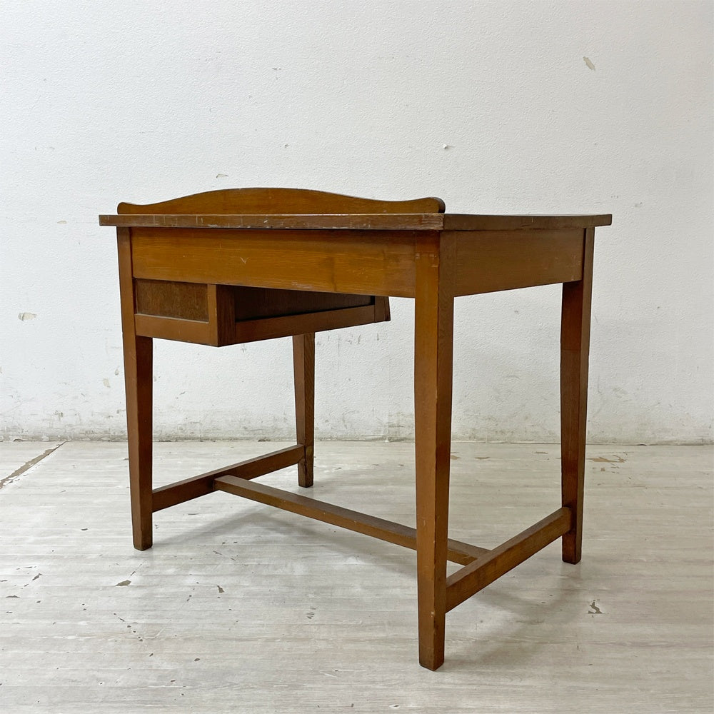 ジャパンビンテージ Japan Vintage 古い木味のデスク 片袖机 抽斗3杯 W85cm 国産家具 昭和レトロ ●