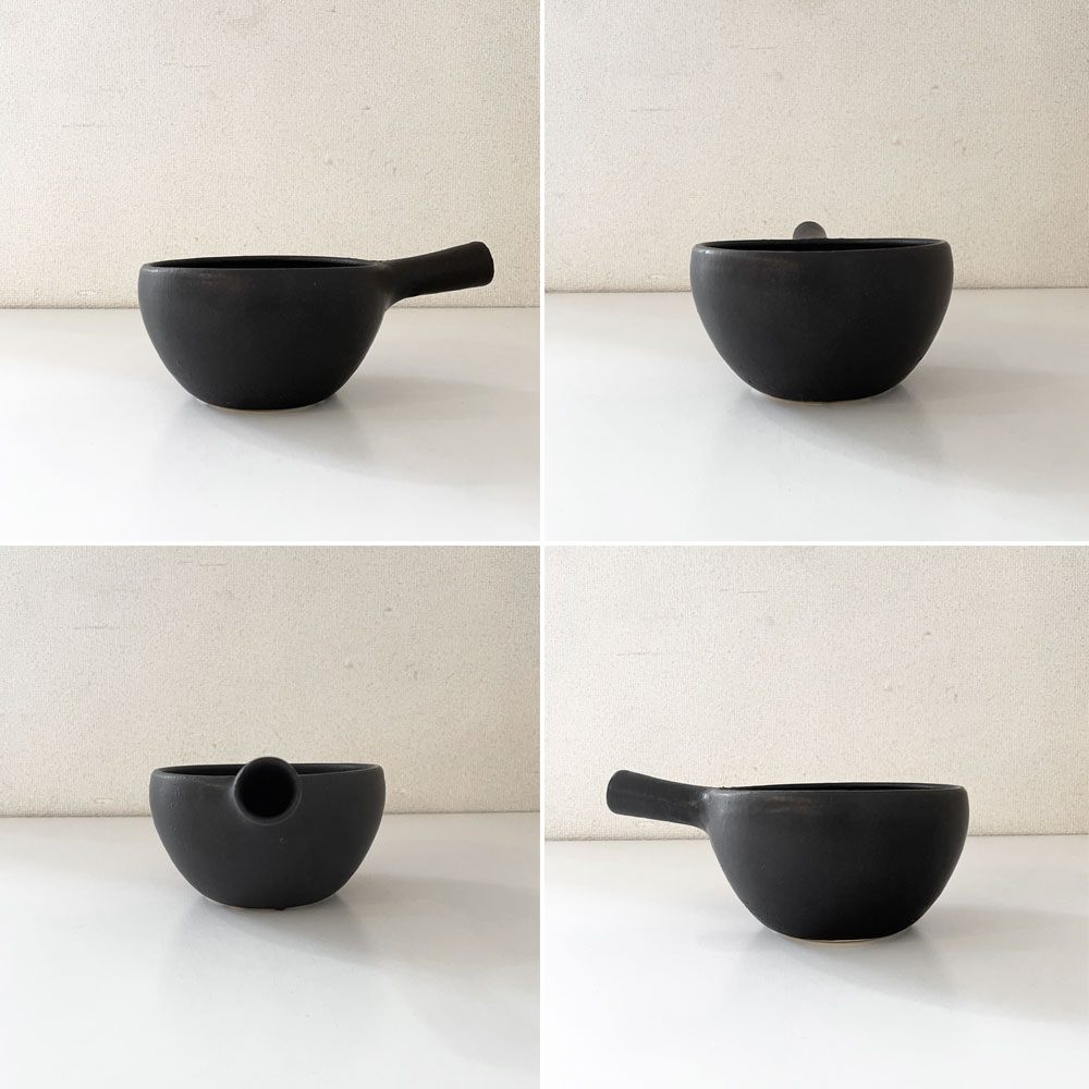 正島克哉 Katsuya Shoujima 片手土鍋 黒 小 全幅19.5cm 直火可 工房正島 現代作家 A ◎