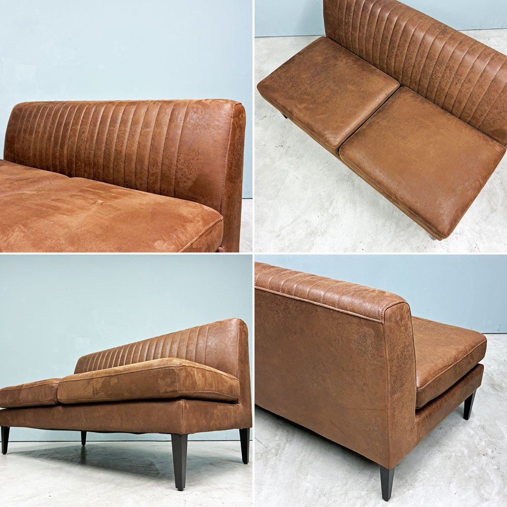 クラッシュゲート CRASH GATE ノットアンティークス Knot antiques グレス GRESS 2人掛けソファ 肘なし Lサイズ ココア レザーテックス 定価￥75,900- ◎