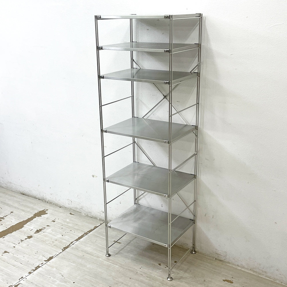 無印良品 MUJI ステンレスユニットシェルフ 棚板×6枚 W57cm H175.5cm 収納家具 ●
