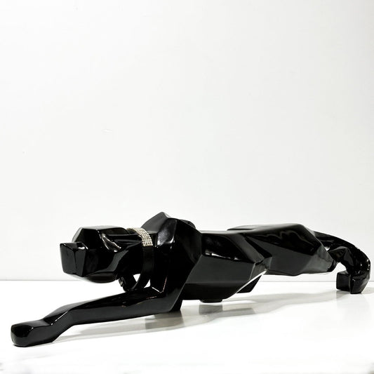 カレ KARE Deco Figurine Black Cat 90 オブジェ ブラック ハイグロス ネコ ヒョウ パンサー 廃番 ●