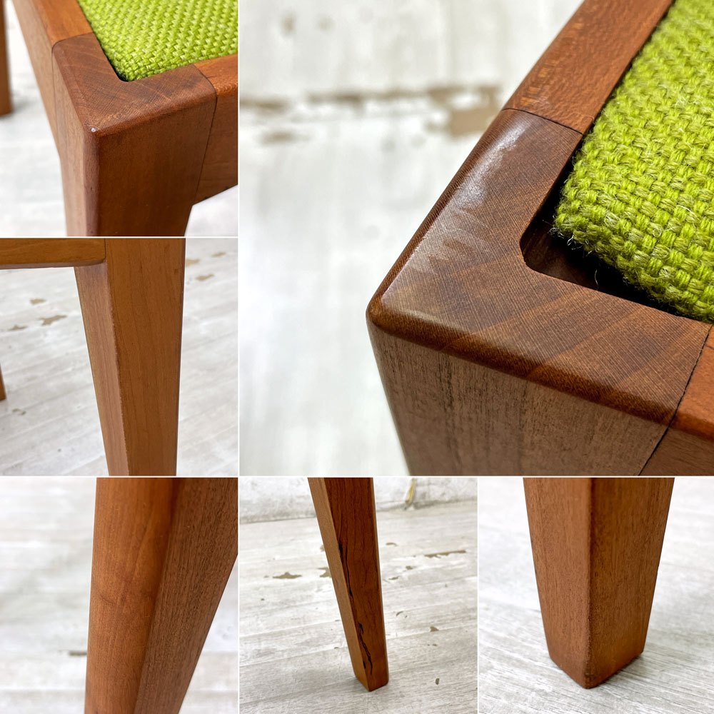 ウッドユーライクカンパニー WOOD YOU LIKE COMPANY アイチェア AI CHAIR アームチェア チェリー無垢材 ファブリック張替え済み ライトグリーン B ●