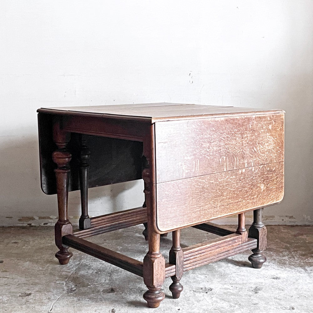 UKビンテージ UK Vintage オーク無垢材 ゲートレッグ テーブル ダイニングテーブル ドロップリーフ バタフライ 英国家具 アンティーク ■