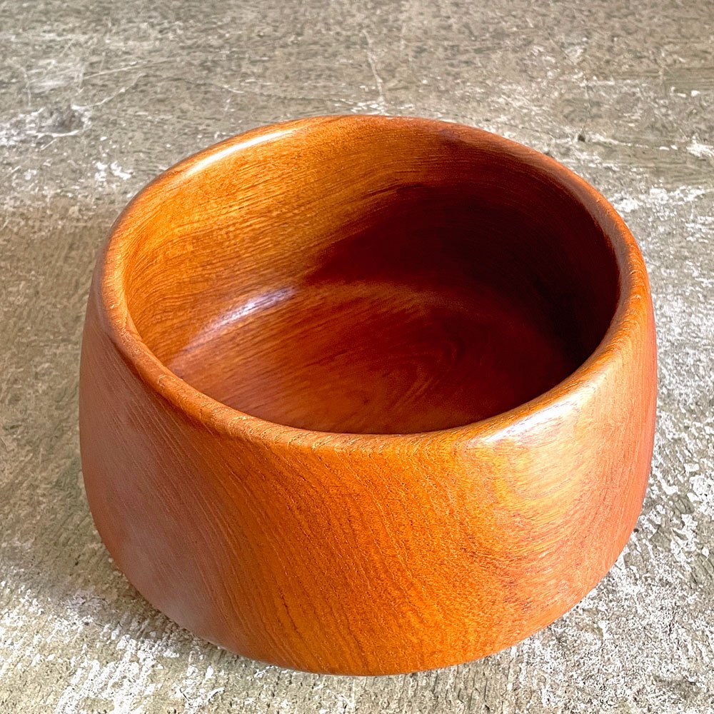 北欧ビンテージ チーク無垢材 ボウル サラダボウル 大皿 深皿 北欧雑貨 Φ25cm ■