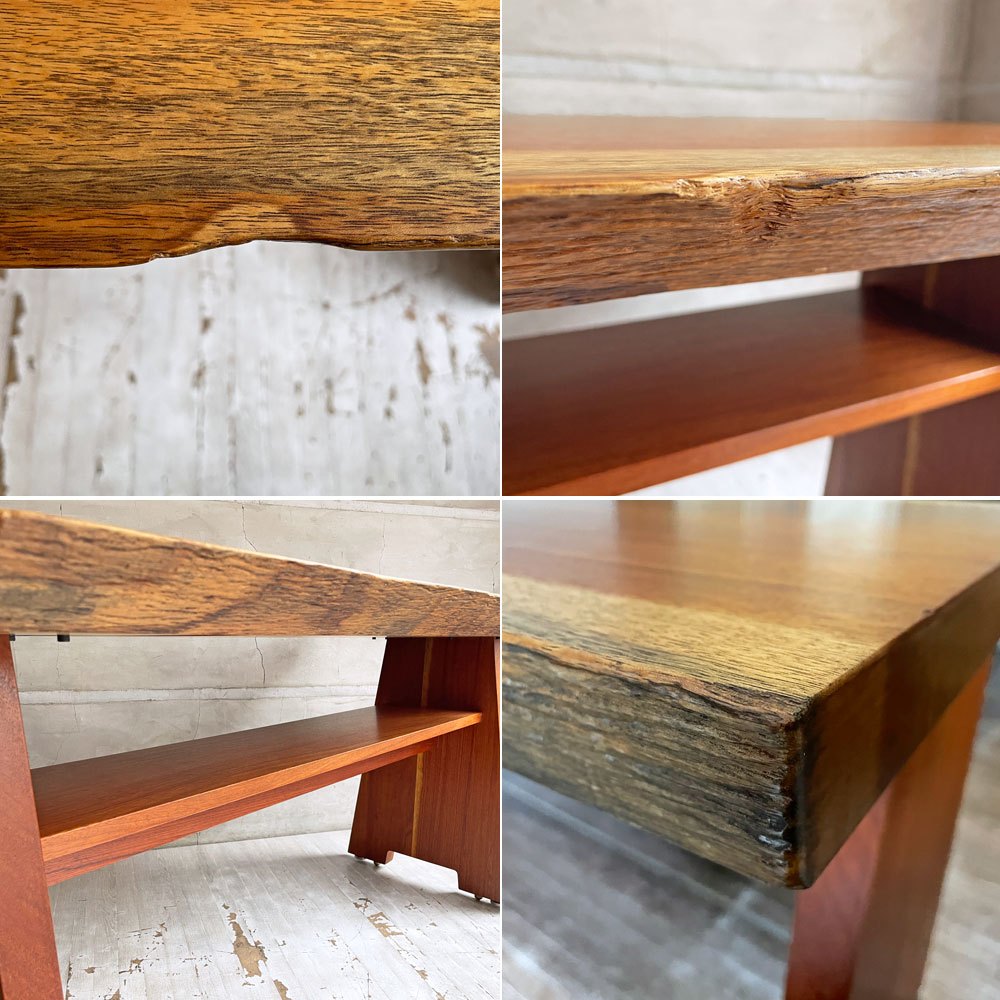 クラフトファニチャー Craft furniture ダイニングテーブル ウォールナット無垢材 耳付き 天然木 アジャスター付き W130cm ♪