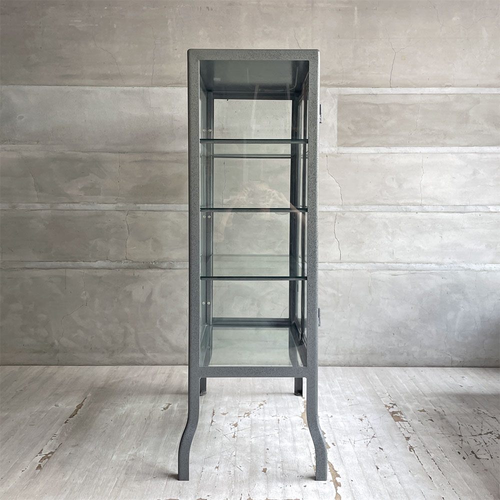 ダルトン DULTON ドクターキャビネット Doctor cabinet S ケビント キュリオケース ディスプレイラック 飾り棚 ガラス スチール 鍵欠品 定価 ¥ 96,800- 現状品 ♪