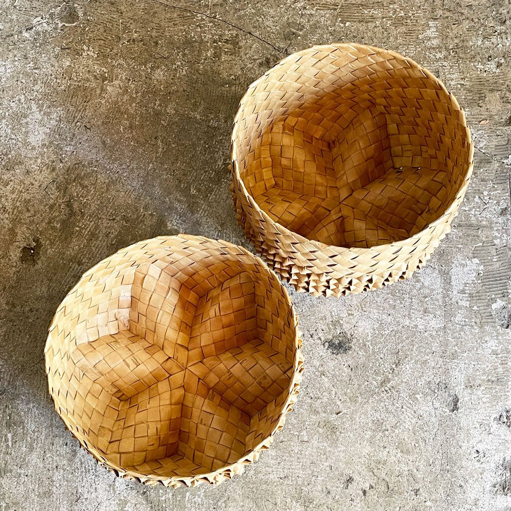 ラウハラ バスケット 収納ケース ハワイアンビンテージ 手編み 伝統工芸 ■