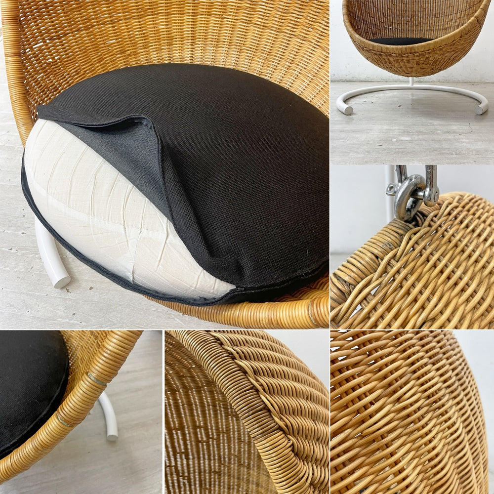 ヤマカワラタン 山川ラタン ハンギングエッグチェア HANGING EGG CHAIR C-326(NA) SHC-326 スチールスタンドセット ナナ・ディッツェル 定価約￥407,000- ●