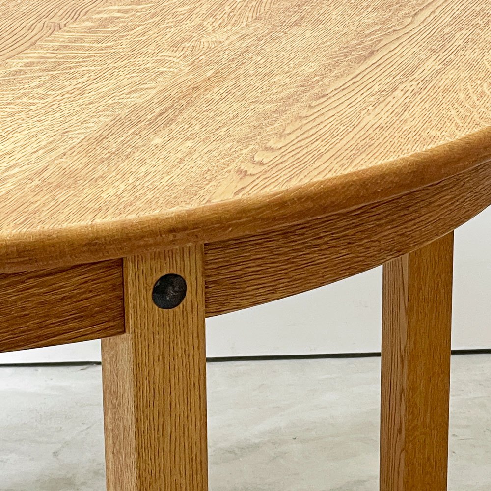 デンマーク ビンテージ Danish vintage オーク材 エクステンション ダイニングテーブル ラウンド 伸長式 Φ120cm 北欧家具 ●