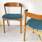 デンマークビンテージ Danish Vintage チーク材 ダイニングチェア ハーフアーム プライウッド ファブリック 北欧家具 A ★
