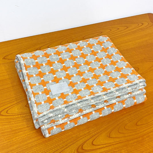 エレノア・プリチャード Eleanor Pritchard 625 Line グレー × オレンジ ブランケット 150×190cm イギリス 展示品 ◎