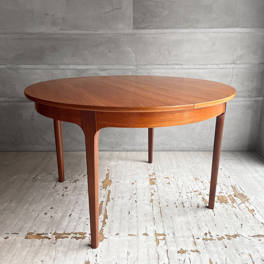 ネイサンファニチャー NATHAN Furniture チーク材 エクステンション ダイニングテーブル 伸長式 ラウンド オーバル 英国家具 UKビンテージ ♪