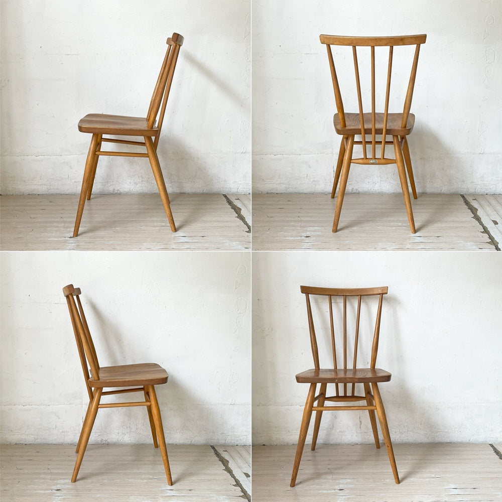 アーコール Ercol スティックバックチェア スピンドルチェア エルム材 60's UKビンテージ Vintage 英国家具 ブルーラベル ★
