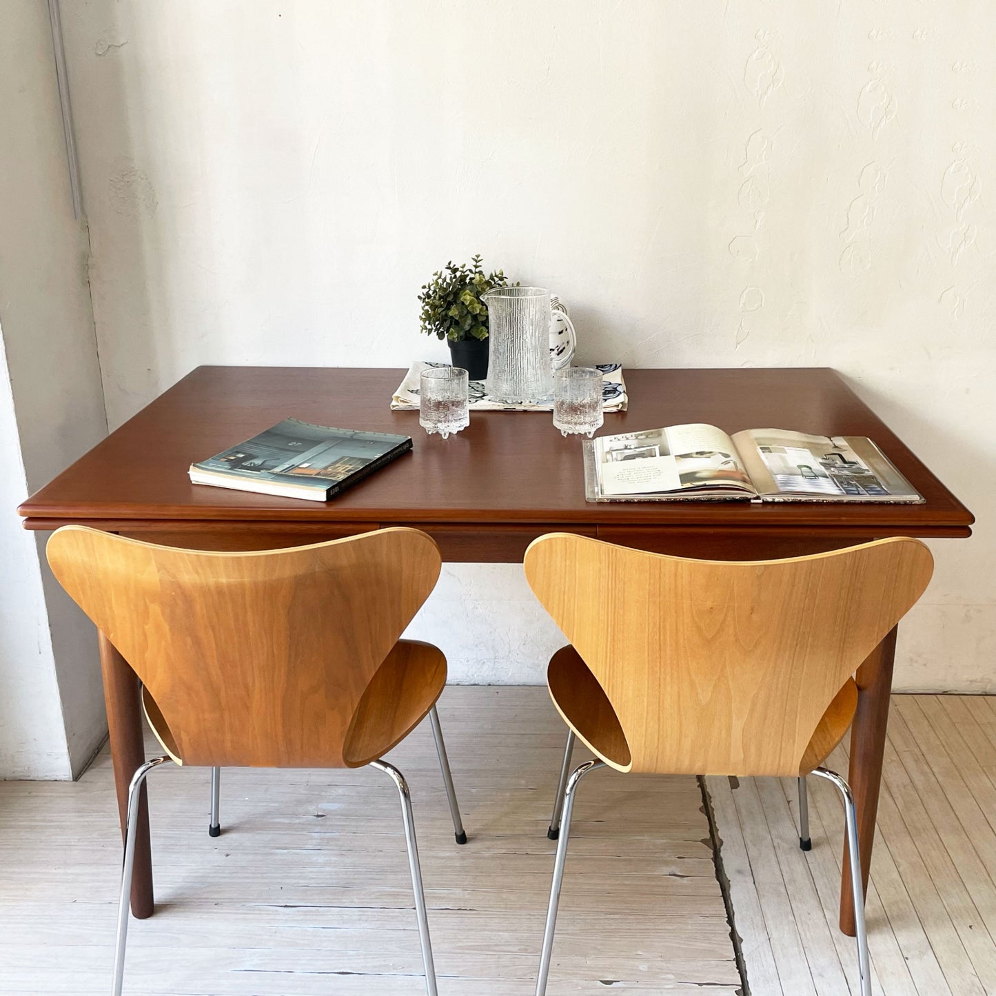 デンマークビンテージ Danish Vintage エクステンション EX ダイニングテーブル チーク材 伸長式 北欧家具 ★