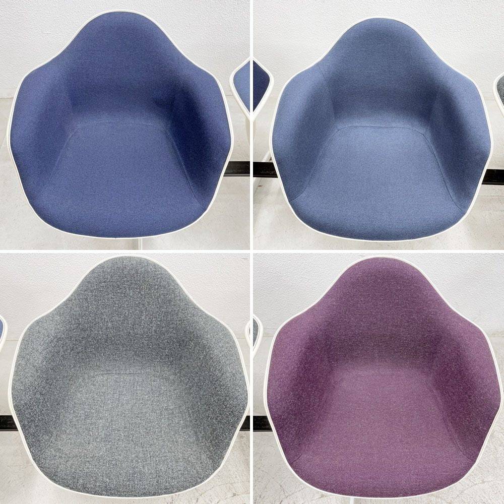 ハーマンミラー Herman Miller ビンテージ エアポートベンチ タンデムシート 4連 アームシェル 2nd ファブリック 新品張替え済 イームズ 希少 ネイビー・ブルーグレー・グレー・パープル C〓