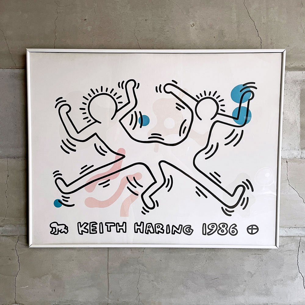 キース・ヘリング Keith Haring 1986 アートポスター 額装品 ビンテージ♪