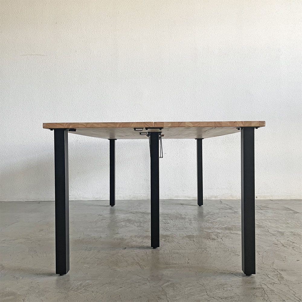 かなでもの KANADEMONO ザ・テーブル THE TABLE Black Steel デスク W180×D100cm ラバーウッド ナチュラル 配線トレー付 定価￥124,000- 〓