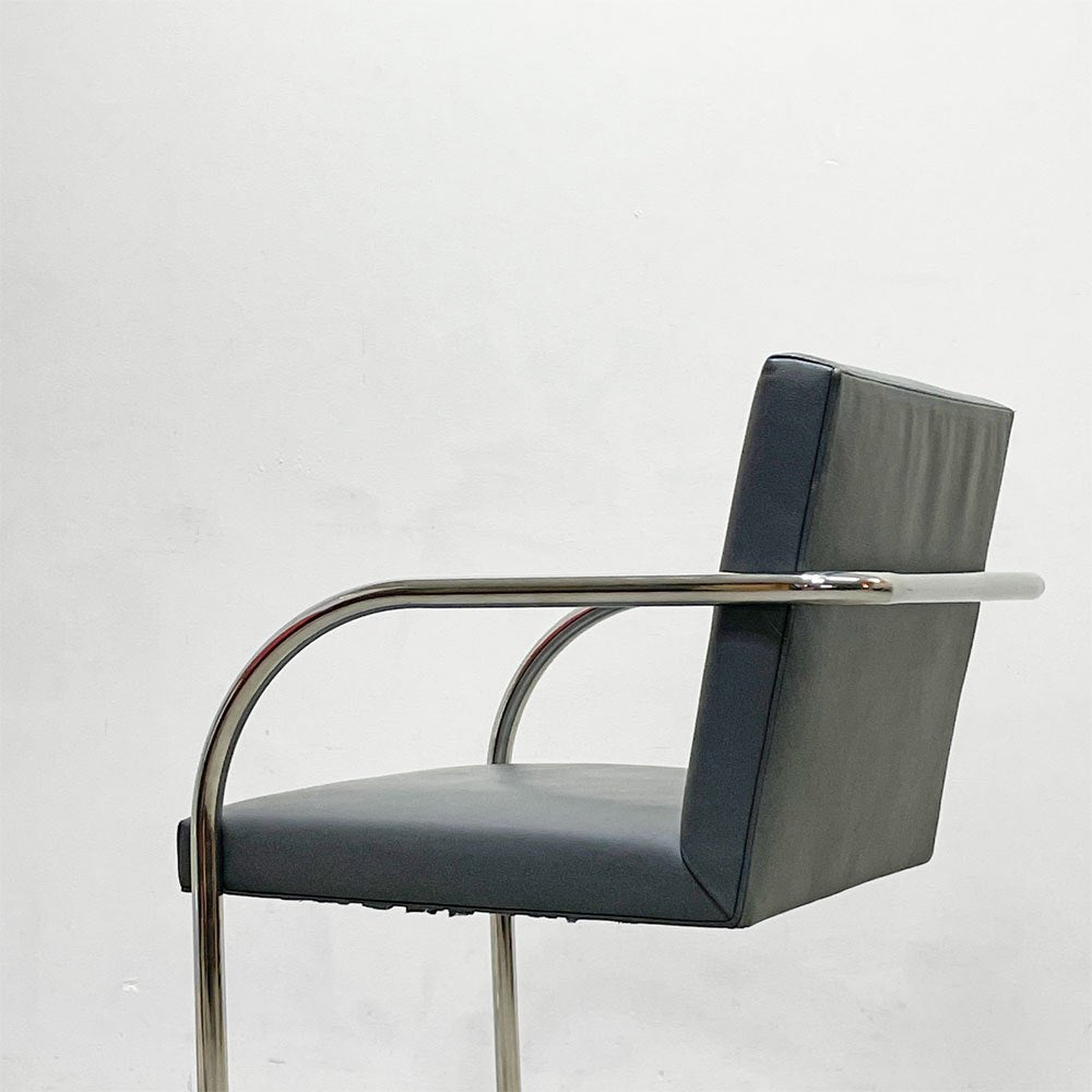 ノル ノール Knoll ブルーノ brno アームチェア チューブラー 合皮レザー グレー系カラー ミースファンデルローエ カンチレバー B ●