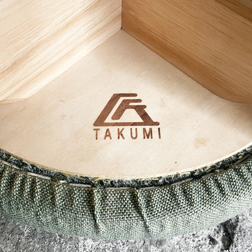 匠工芸 TAKUMI マッシュルーム スツール ハイスツール SSサイズ ホワイトアッシュ材 グリーン 旭川家具 C ■